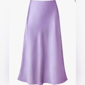 Purple Satin Midi Skirt